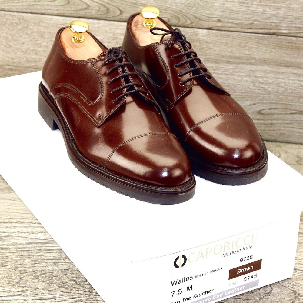 *NEW* $779 Caporicci Abrasivato 9 M Italian Patent Calfskin Tuxedo * new Trees